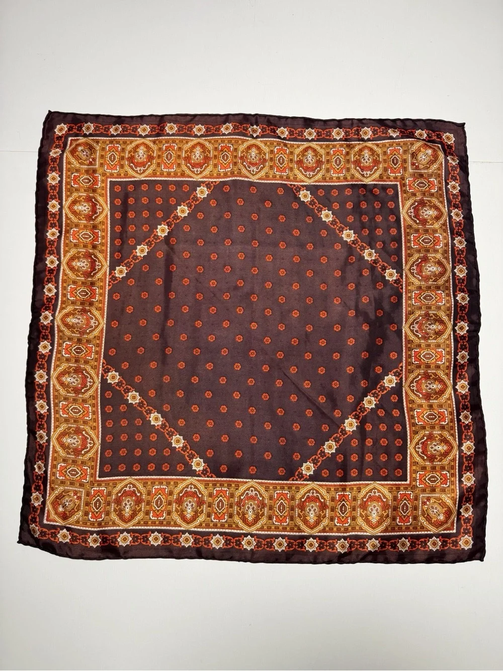 Vintage Square Scarf Hand-Rolled Edges